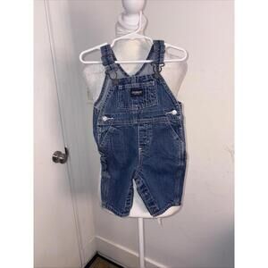 OshKosh B'gosh Blue Denim Overalls 100% Cotton Pockets 3-6 Months Snap Legs